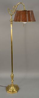 Brass floor lamp with brass shade. ht. 62in.