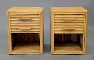 Pair of bamboo two drawer night stands. ht. 23in., wd. 18in.