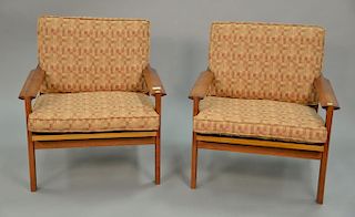 Pair of Burg Mogensen style Danish lounge chairs, signed George Tainer.