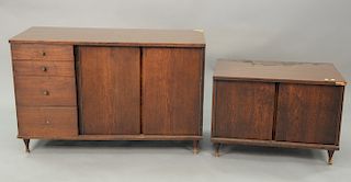 Two piece lot of custom 1960's walnut furniture to include sideboard with laminate top (ht. 28 1/2in., wd. 44 1/2in., dp.18in.) and ...