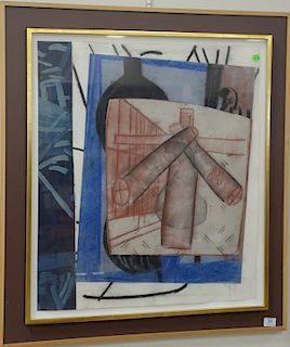 Heinrich Siepmann (1904-2002), abstract collage/gouache, initialed and dated lower right: HS 88, sight size: 32" x 27 1/2".