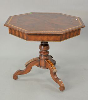 Alfonso Marina pedestal table with inlays. ht. 29in., dia. 31in.
