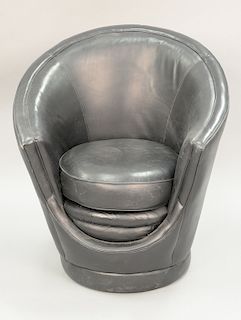 Verner Panton style leather swivel chair.
