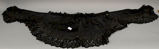 Black Victorian shawl with beadwork and lace. lg. 81in.