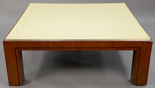 Cote d'Azur coffee table by Ralph Lauren (veneer chips). ht. 18 in., top: 48" x 48"