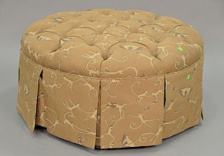 Round upholstered tufted pouf. ht. 16 1/2in., dia. 36in.