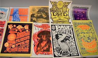 Ten 1960's concert posters to include (1) Blue Cheer Avalon Ballroom San Francisco (2) Big Brother and the Holiday Company (3) Famil...