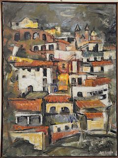 Sybil Goldsmith (1917-2005), oil on canvas, "Taxco" Village, signed lower right: Sybil Goldsmith, 41 1/2" x 30".