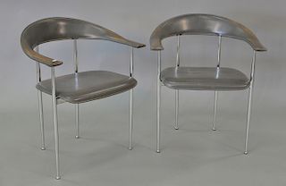 Five 1970's leather and chrome chairs, unmarked, attributed to Italian Stendig.