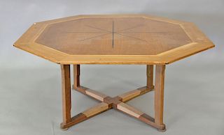 Wormley Dunbar octagonal game table, Janus Collection, Edward Wormley Designer, #5720. ht. 25in. top: 53 1/2" x 53 1/2"