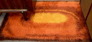 Danish Modern Rya throw rug/shag carpet. 3' x 5'3".