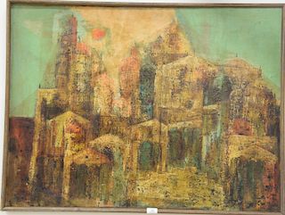 Josef A Head (1921), oil on canvas, "Hamaden Square", signed on verso, Jent Nessler Gallery label on verso, 30" x 40".