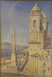 Two Venetian town watercolors including one by Augustus William Hare (1792-1834), Giorgio-Rome, signed and titled on verso (sight si...