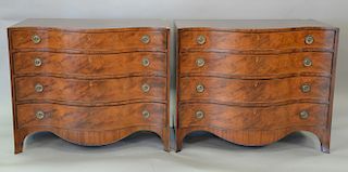 Pair of Beacon Hill custom mahogany reverse serpentine chests. ht. 35in., wd. 42in., dp. 22in.