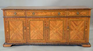 Inlaid Continental sideboard with brass, ht. 39in., wd. 86in., dp. 24in.