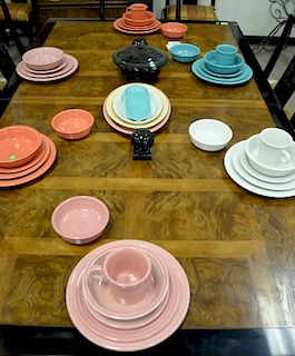 Fiestaware lot to include plates, bowls, serving bowls, covered bowls, cups and saucers, 203 total pieces.