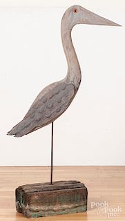 Large carved and painted crane