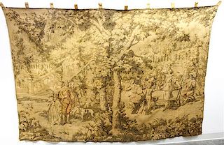 A French Style Wool Tapestry Height 67 1/2 x width 96 inches.