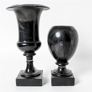 * Two Italian Slate or Marble Urns Height of tallest 9 1/8 inches.