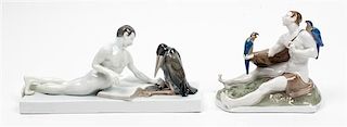 Two Rosenthal Porcelain Figural Groups Height 6 1/8 inches.