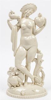 A Czechoslovakian Blanc-de-Chine Porcelain Figure Height 14 inches.