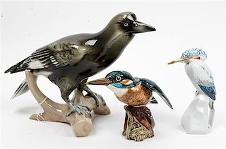 Three Continental Porcelain Ornithological Figures Height of tallest 8 1/2 inches.