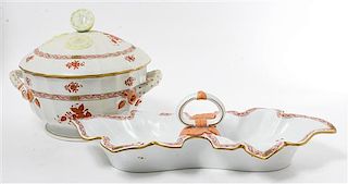 * Two Herend Porcelain Articles Width of first over handles 12 1/2 inches.
