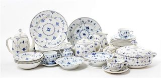 * An Assembled Partial Blue Denmark Dinnerware Set Diameter of dinner plates 10 inches.