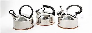 Three Stainless Steel Kettles Height of taller example 7 1/2 inches.