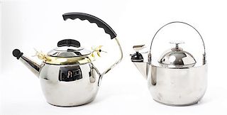 Two Stainless Steel Kettles Height of taller 10 1/4 inches.