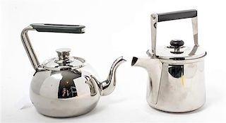 Two Stainless Steel Tea Kettles Height of taller 8 1/4 inches.