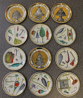 An Assembled Set of Fornasetti Coasters Diameter 4 inches.