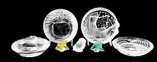 * Two Pairs of Lalique Ash Receivers Diameter of largest 6 1/4 inches.