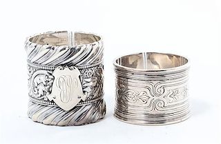 Two American Silver Napkin Rings, Gorham Mfg. Co., Providence, RI and Tiffany & Co., New York, NY, the Gorham example with gadro
