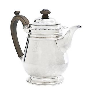 A George III Silver-Plate Coffee Pot, Matthew Boulton, Birmingham, Late 18th Century, of baluster form with a foliate and gadroo