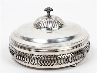 An American Silver-Plate and Glass Candy Dish, Crescent Silverware Mfg. Co., Port Jervis, NY, 20th Century, having a domed lid w
