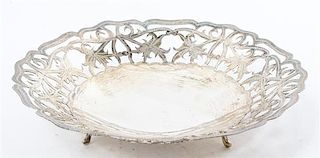 A Silvered Footed Bowl, , of circular form with pierced decoration, together with a fitted box.