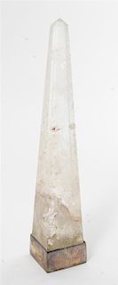 A Silver Mounted Rock Crystal Obelisk, 20th Century, with a fitted box.