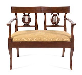 * An Italian Neoclassical Fruitwood Settee Width 37 inches.