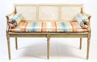 * A Louis XV Style Painted Settee Width 47 inches.