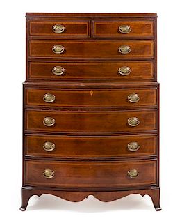 A George III Style Mahogany Chest of Drawers Height 54 3/4 x width 36 1/2 x depth 21 1/4 inches.