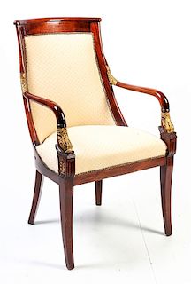 * An Empire Style Parcel Gilt Fauteuil Height 39 1/2 inches.