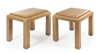Style of Karl Springer, c.1985, a pair of lamp tables
