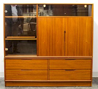 A Danish Cabinet on Stand Height 51 x width 53 1/2 x depth 19 3/4 inches.