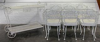 A Woodard Patio Set Height of table 28 1/2 x length 60 3/4 x width 32 3/4 inches.