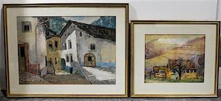 Continental School, (20th century), Alpine Towns (two works)