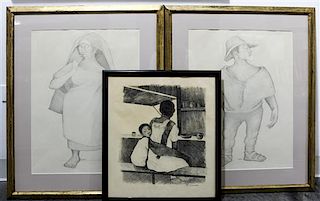 A Group of Three Works, (20th century), comprising two works on paper and one print