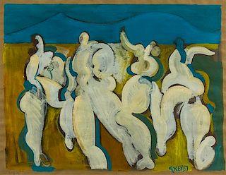 * Geoffrey Key, (British, b. 1946), Abstract Figural Group, 1967