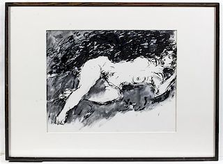 Attributed to Philip Evergood, (American, 1901-1973), Reclining Nude
