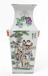 * A Chinese Famille Rose Porcelain Vase Height 15 1/2 inches.